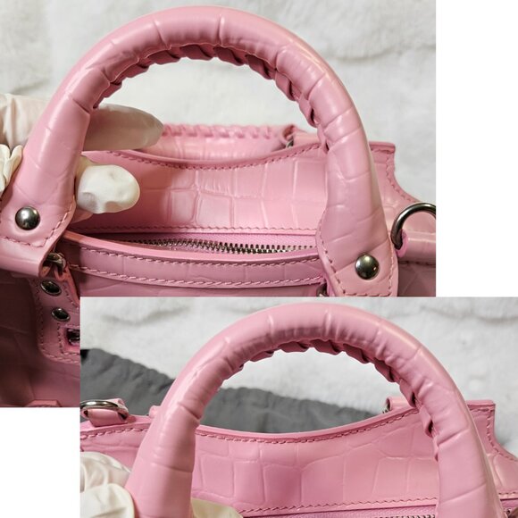 Authentic Balenciaga Nano Neo City Croc Embossed Leather in Pink - Picture 17 of 17